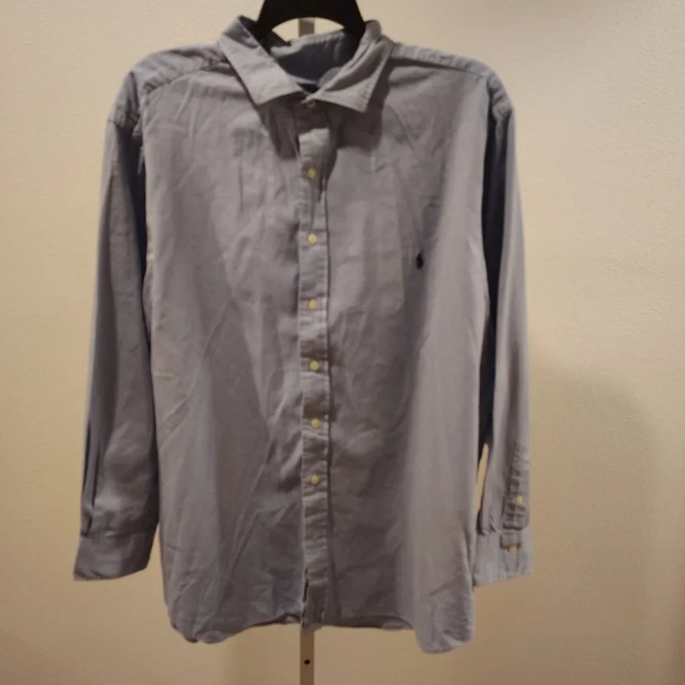 Polo Ralph Lauren Men's Button Front Long Sleeve Shirt Size 3XB Cotton Blue